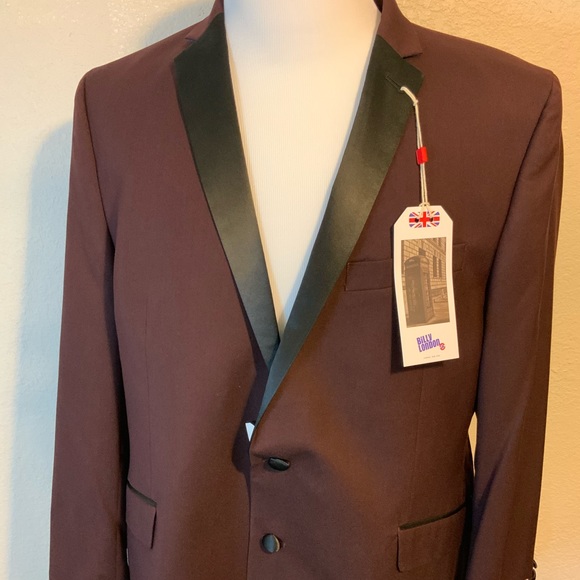 Billy London Men’s 2 PC Slim- Fit Burgundy Tuxedo - Picture 2 of 7